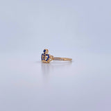 Crown Ring 1.55gr / Size 7 1/4 / Blue and White Zircons 18K Yellow Gold $