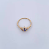 Crown Ring 1.55gr / Size 7 1/4 / Blue and White Zircons 18K Yellow Gold $