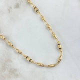 Cadena Rustica Rayada 3X1 11gr / 60cm / 4.5mm Punteada Cauchos Negros Oro Amarillo 18K