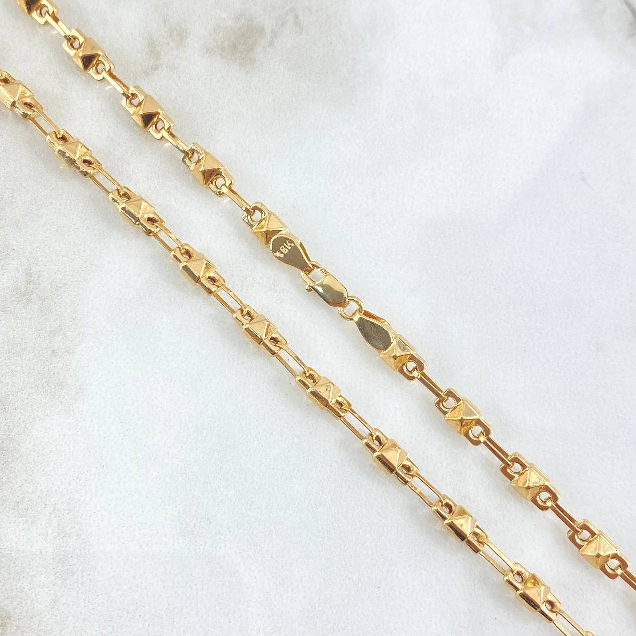 Rustic Chain Cubes 10.75gr / 60cm / 4.2mm Smooth 18K Yellow Gold