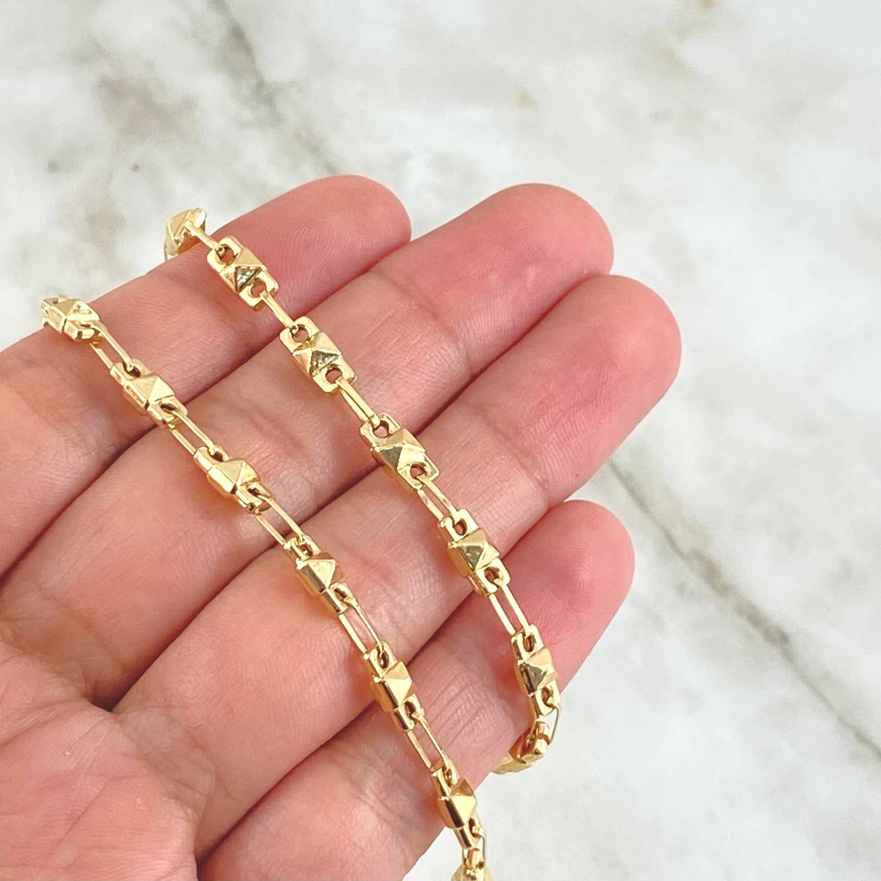 Rustic Chain Cubes 10.75gr / 60cm / 4.2mm Smooth 18K Yellow Gold