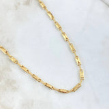 Cadena Rustica Rectangulo 9.35gr / 60cm / 3.7mm Rayado Oro Amarillo 18K