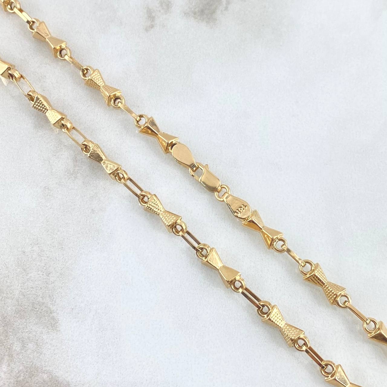 Cadena Rustica Reloj de Arena 9.8gr / 60cm / 3.5mm Punteada Oro Amarillo 18K