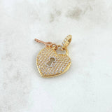 Dije Corazón Cerradura Llave 3.15gr / 2.5cm / Circones Blancos Dos Oros Amarillo Rosa 18K