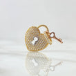 Dije Corazón Cerradura Llave 3.15gr / 2.5cm / Circones Blancos Dos Oros Amarillo Rosa 18K