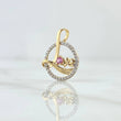 Pendant LOVE in Circle 1.35gr / 2cm / White Zircons Pink Yellow Gold 18K