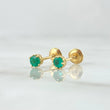 Stud Earrings Stone 0.9gr / 3.9mm Emeralds 7pts 18K Yellow Gold (Jewel) ©