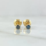 Stud Earrings Stone 0.9gr / 3.2mm Blue Diamonds 10pts 18K Yellow Gold (Jewel) ©