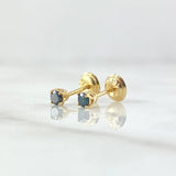 Stud Earrings Stone 0.9gr / 3.2mm Blue Diamonds 10pts 18K Yellow Gold (Jewel) ©