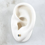 Stud Earrings Stone 0.9gr / 3.2mm Blue Diamonds 10pts 18K Yellow Gold (Jewel) ©