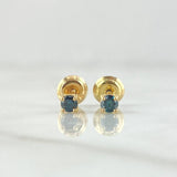 Stud Earrings Stone 0.9gr / 3.2mm Blue Diamonds 10pts 18K Yellow Gold (Jewel) ©