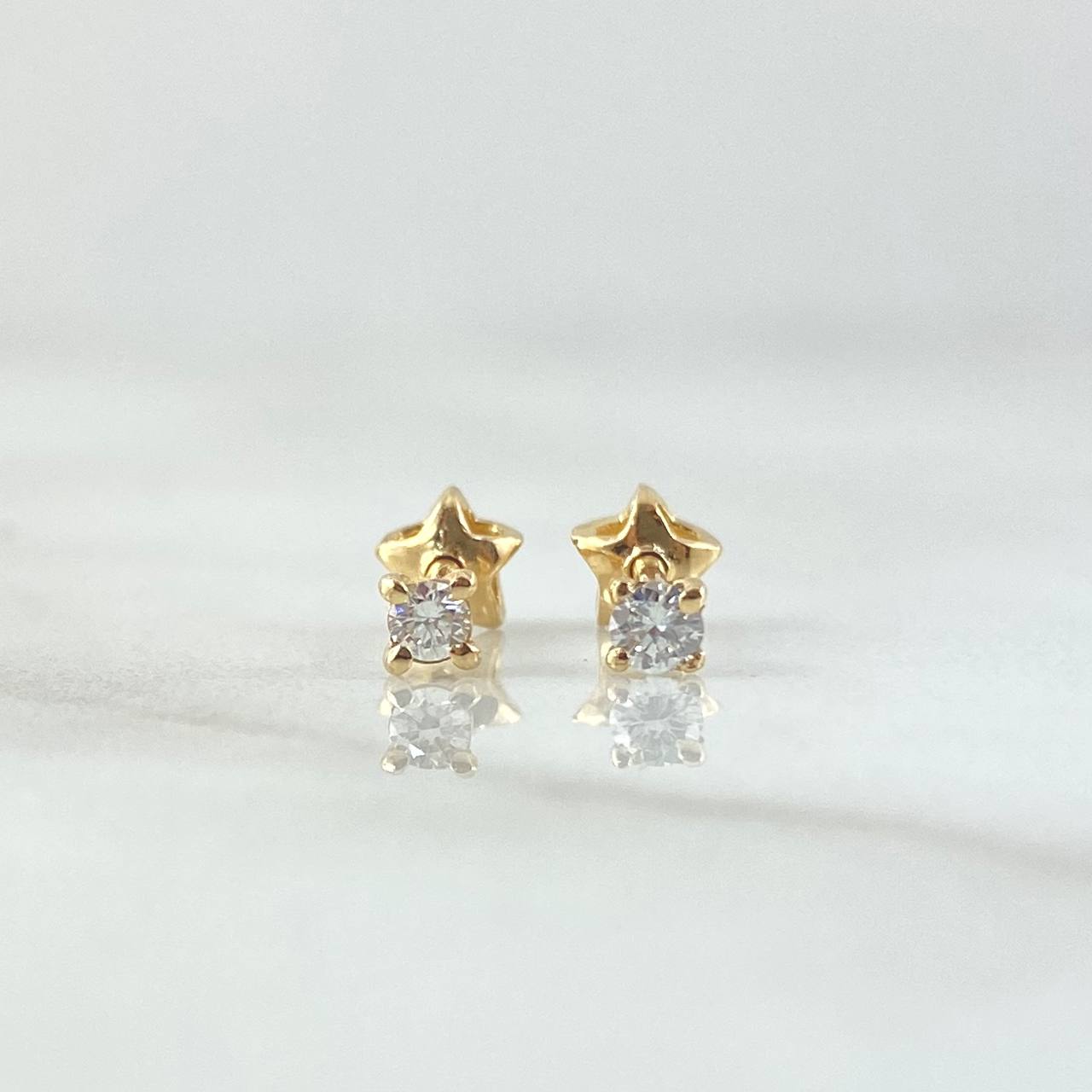 Stud Earrings Stone 0.75gr / 2.6mm White Diamonds 16pts 18K Yellow Gold (Jewel) ©