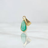 Dije Gota Lisa 0.95gr / 2cm / Esmeralda 94pts Oro Amarillo 18K (Joya) ©
