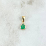 Dije Gota Lisa 0.95gr / 1.9cm / Esmeralda 77pts Oro Amarillo 18K (Joya) ©