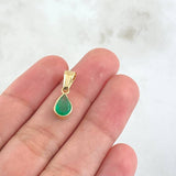 Dije Gota Lisa 0.95gr / 1.9cm / Esmeralda 77pts Oro Amarillo 18K (Joya) ©