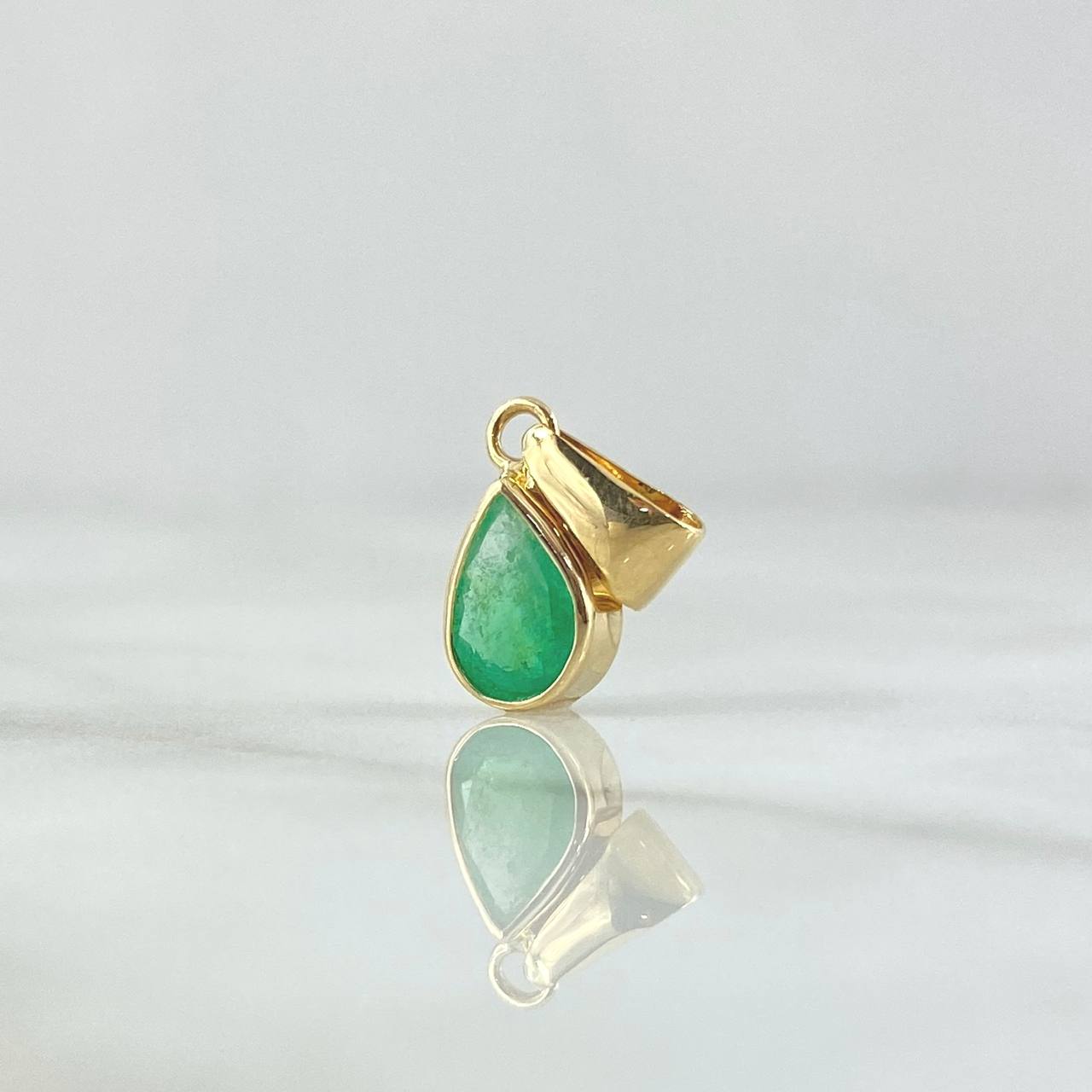 Dije Gota Lisa 0.95gr / 1.9cm / Esmeralda 77pts Oro Amarillo 18K (Joya) ©
