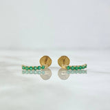 Topos Ola Curva 0.8gr / 1.1cm / Esmeraldas 25Pts Oro Amarillo 18K (Joya)