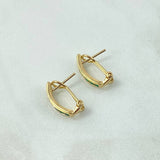 Candongas Omega Carril Lineal 3.55gr / 1.6cm / Esmeraldas 46Pts Oro Amarillo 18K (Joya)