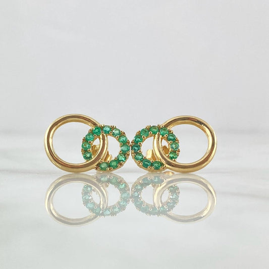 Topos Aro Doble 3.15gr / 1.7cm / Esmeraldas 50Pts Oro Amarillo 18K (Joya)
