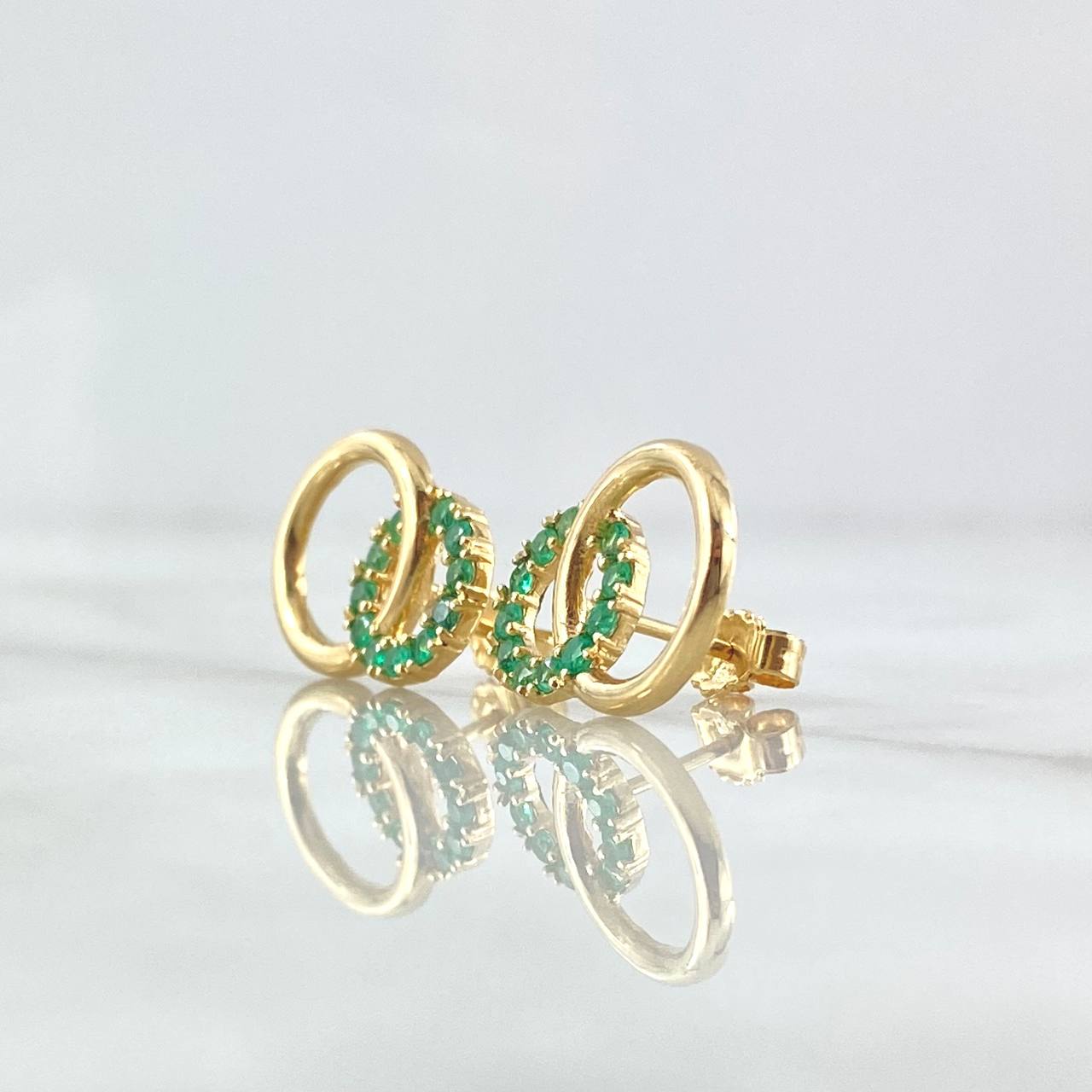 Topos Aro Doble 3.15gr / 1.7cm / Esmeraldas 50Pts Oro Amarillo 18K (Joya)