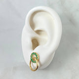 Topos Aro Doble 3.15gr / 1.7cm / Esmeraldas 50Pts Oro Amarillo 18K (Joya)