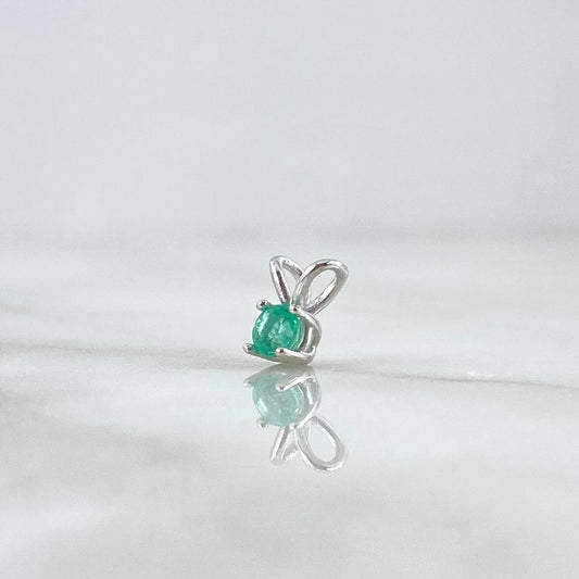 Dije Piedra Cruzada 0.4gr / 0.7cm / Esmeraldas 035Pts Oro Blanco 18K (Joya)