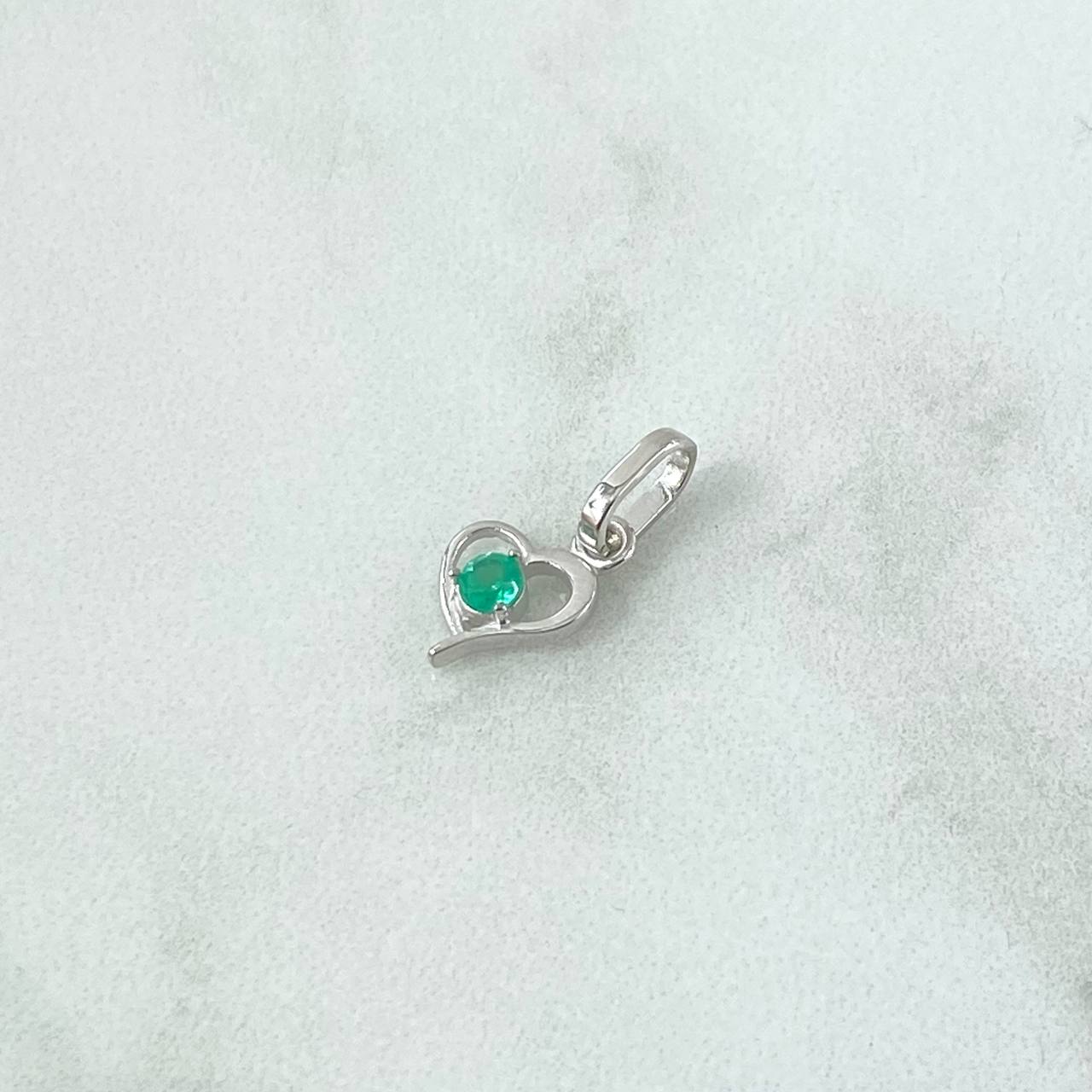 Pendant Heart Pendant 0.7gr / 1.7cm / Emeralds 12Pts 18K White Gold (Jewel)