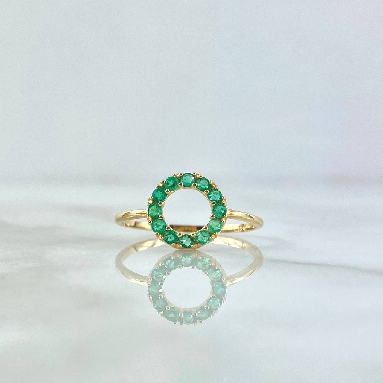 Hollow Circle Ring 1.35gr / Size 7 / Emeralds 25Pts 18K Yellow Gold (Jewel)