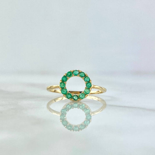 Hollow Circle Ring 1.35gr / Size 7 / Emeralds 25Pts 18K Yellow Gold (Jewel)