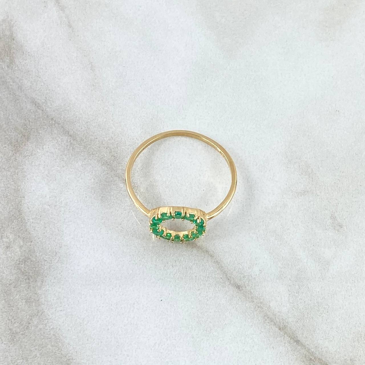 Hollow Circle Ring 1.35gr / Size 7 / Emeralds 25Pts 18K Yellow Gold (Jewel)