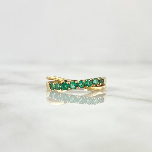 Partial Infinity Churumbela Ring 3gr / T6 1/4 / Emeralds 46Pts 18K Yellow Gold (Jewel)