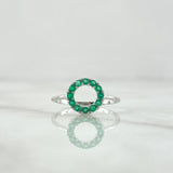 Hollow Circle Ring 1.4gr / T6 3/4 / 25Pts Emeralds 18K White Gold (Jewel)
