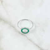 Hollow Circle Ring 1.4gr / T6 3/4 / 25Pts Emeralds 18K White Gold (Jewel)