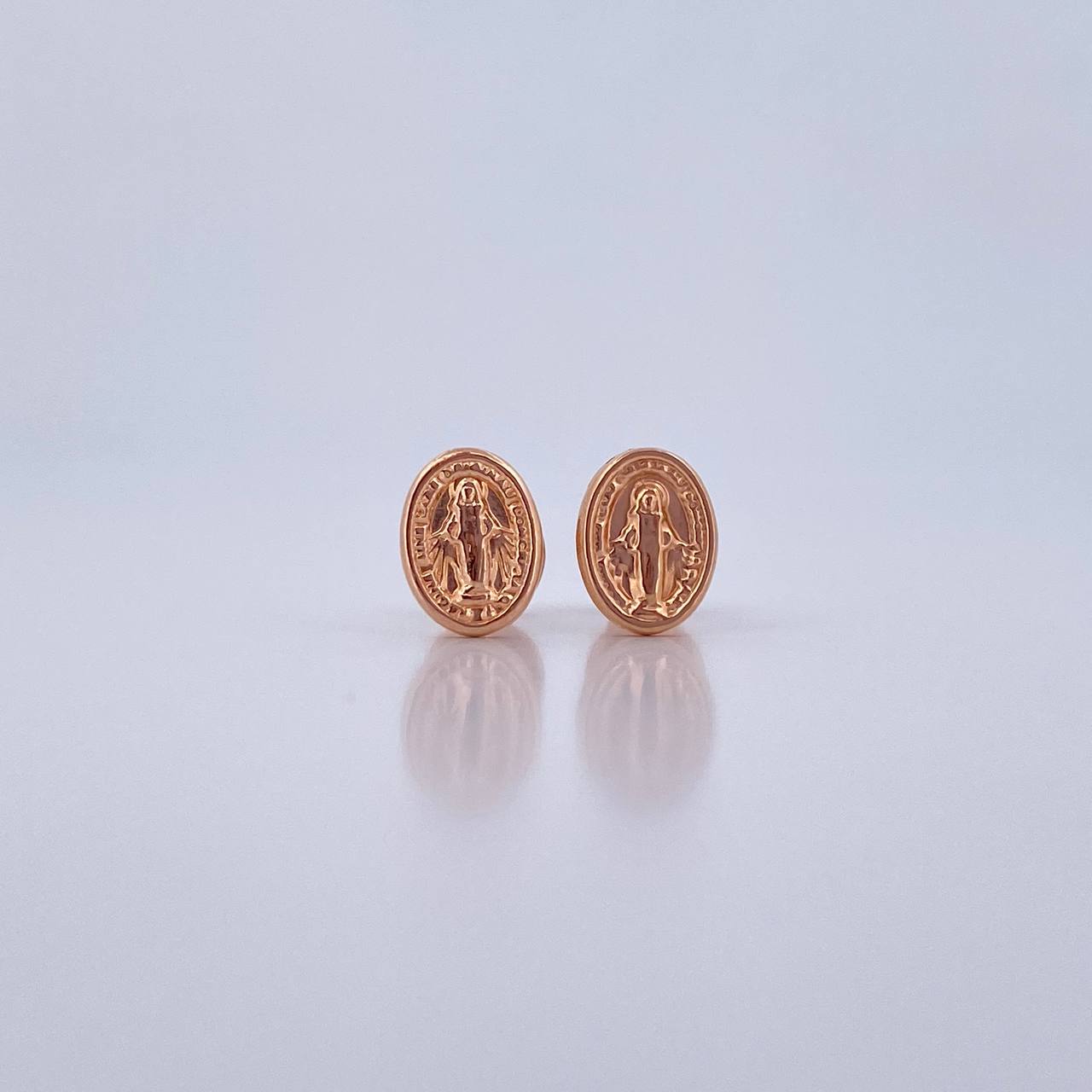 Stud Earrings Virgen Milagrosa 0.6gr / 18K Rose Gold &