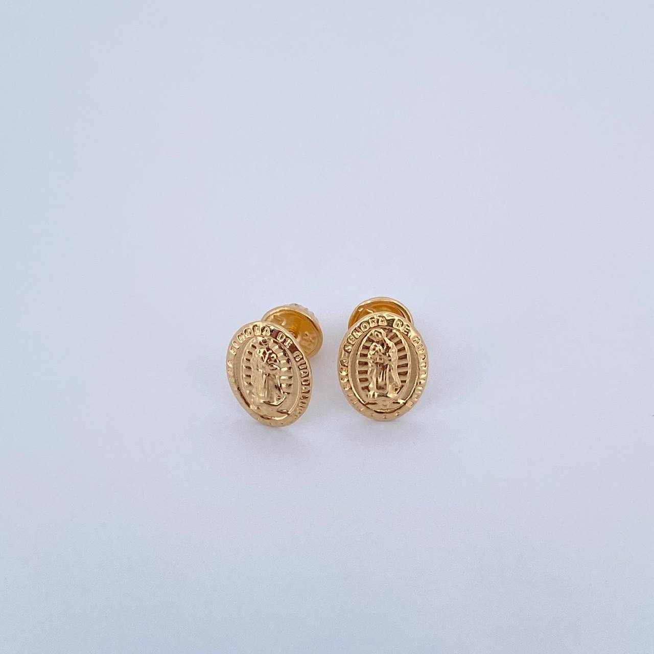 Stud Earrings Virgin Guadalupe 0.75gr / 18K Yellow Gold &
