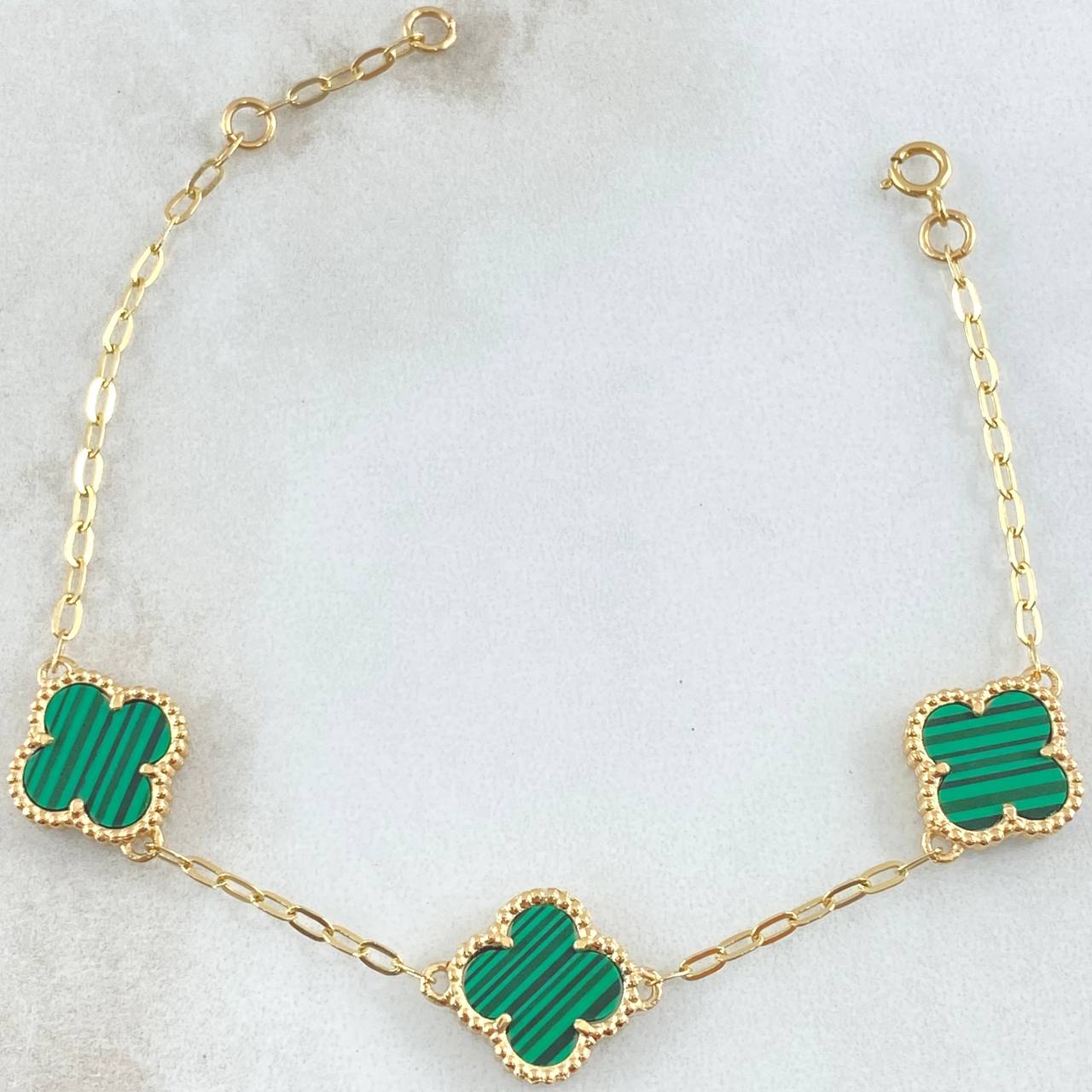 Bracelet Classic Link Clover 5.2gr / 7.1in-7.5in / Nac.Esp. 18K Gold