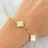 Classic Link Bracelet Clover 7.1gr / 7.1in-7.5in / Special Pearl 18K Gold -