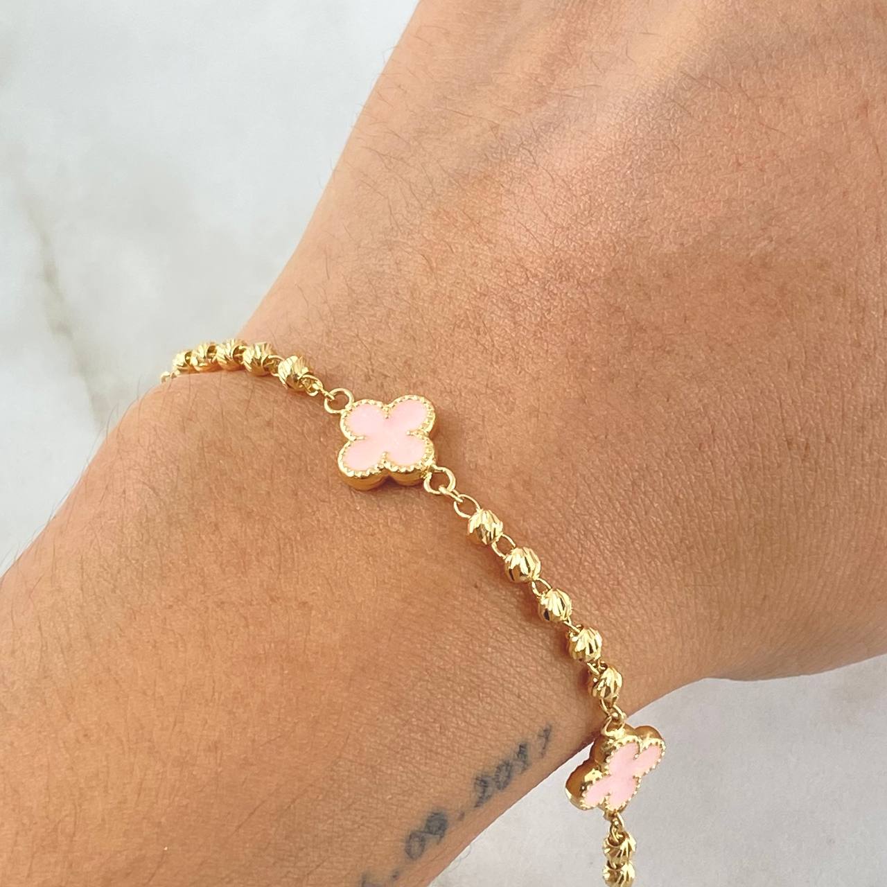 Military Clover Bracelet 4.2gr / 18.5cm / 7.3in / 18K Gold -