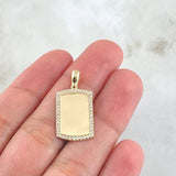 Dije Placa Rectangular 2.45gr / 1 in / Oro Amarillo 18K ©