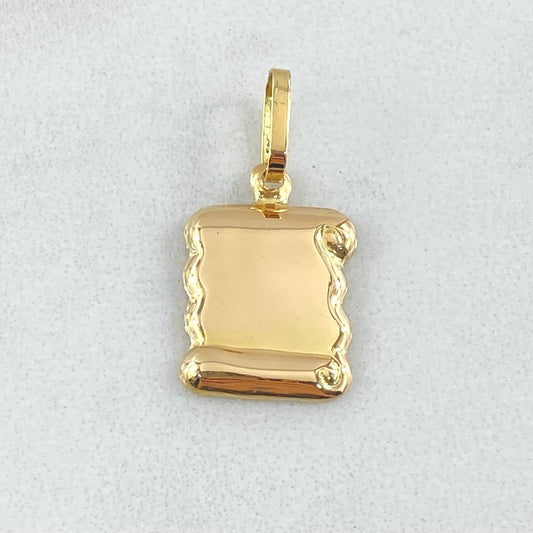 Dije Placa Pergamino 0.75gr / 2.2cm / Oro 18K