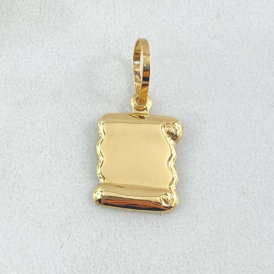 Dije Placa Pergamino 0.75gr / 2.2cm / Oro 18K
