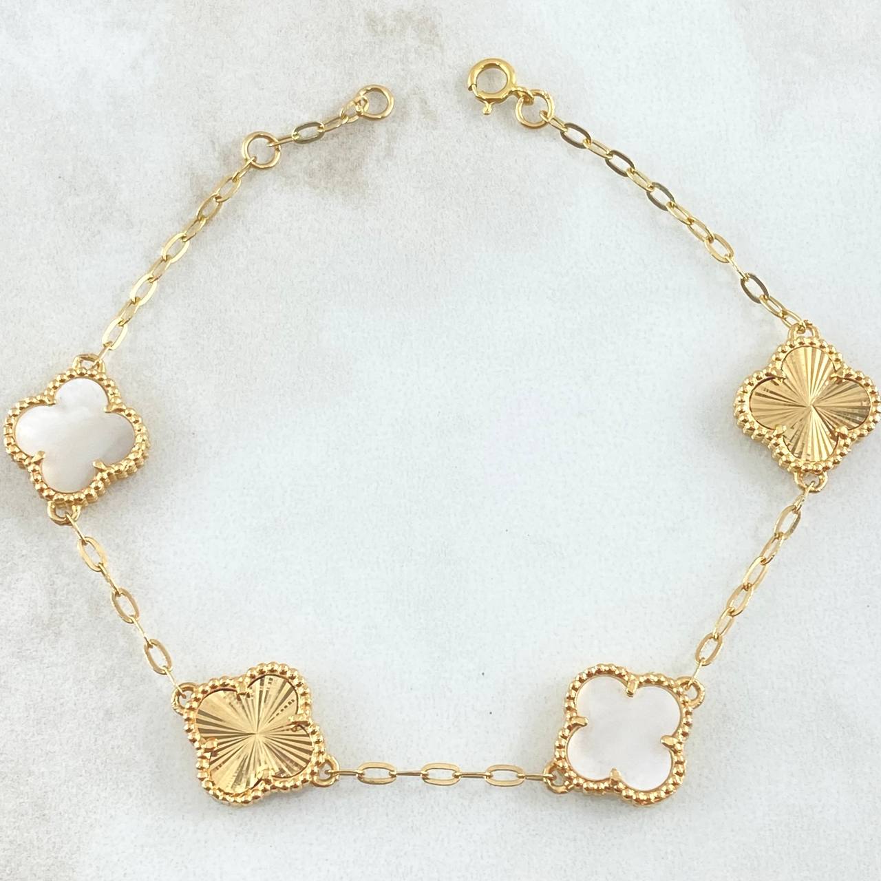 Classic Link Bracelet Clover 7.1gr / 7.1in-7.5in / Special Pearl 18K Gold -