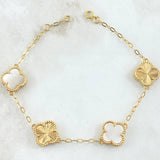 Classic Link Bracelet Clover 7.1gr / 7.1in-7.5in / Special Pearl 18K Gold -