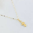 Set Cadena y Dije Mini Flor Espejo + Cruz 0.6gr / Oro Amarillo 18K