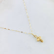 Set Cadena y Dije Mini Flor Espejo + Cruz 0.65gr / Oro Amarillo 18K