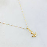 Chain and Mini Flower Mirror Pendant Set + Anchor 0.6gr / 18K Yellow Gold ©