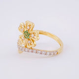 Crossed Clover Ring 2.45g / T6 1/4 Two-Tone Yellow White Gold 18K