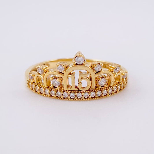 Quinceañera Crown Ring 2.05g / T7 1/4 18K Yellow Gold