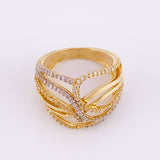 Crossed Waves Ring 6.75g / T7 1/4 Two-Tone Yellow White Gold 18K