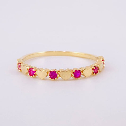 Anillo Corazones Intercalados 1.55g / T7 3/4 Oro Amarillo 18K